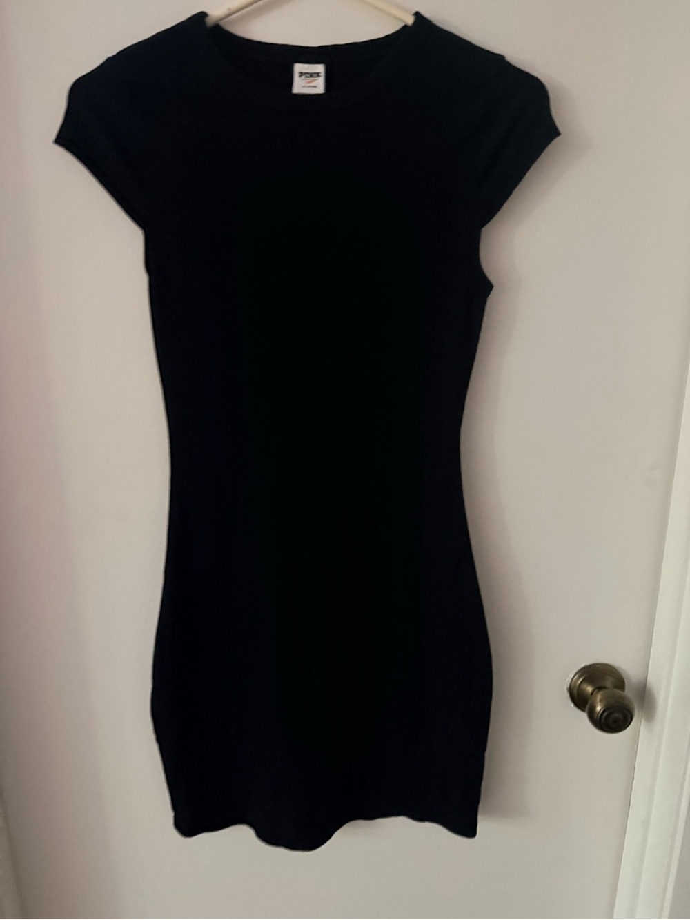 PINK Victoria's Secret Black Cap-Sleeve Bodycon Dress